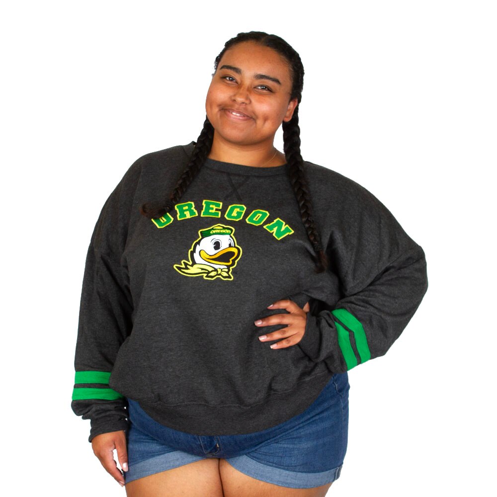 Arched Oregon, Colosseum, Black, Pullover, Cotton Blend, Women, Oregon Mascot, Sweatshirt, 954270